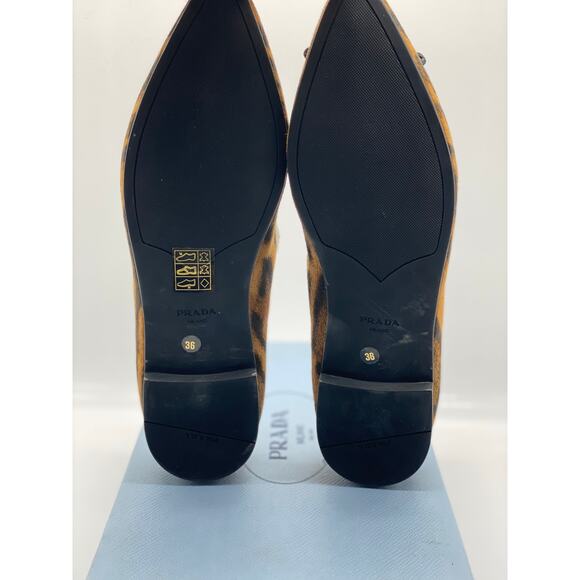 Prada Leopard-Print Calf Hair Ballet Flats sz. 36 eu - Picture 6 of 10